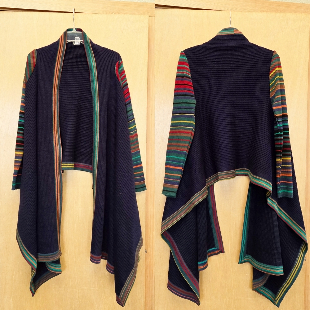 Le Tartarughe Italian Made in Italy Open Cardigan Sweater Rainbow OS Boutique